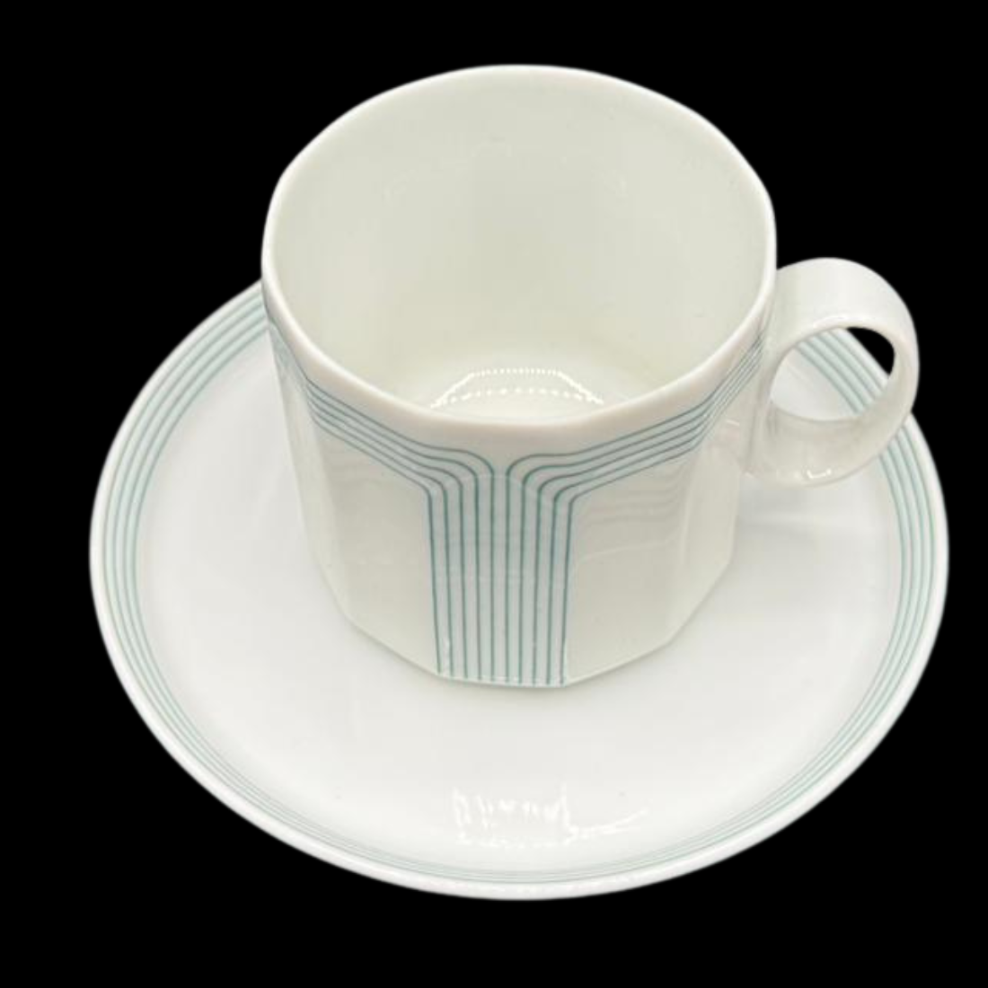 Rosenthal Polygon Linienband: Kaffeetasse / Tasse mit Unterteller