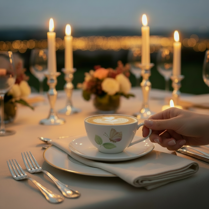 Villeroy & Boch Florea: Jumbotasse / Frühstückstasse / Cappuccinotasse mit Unterteller