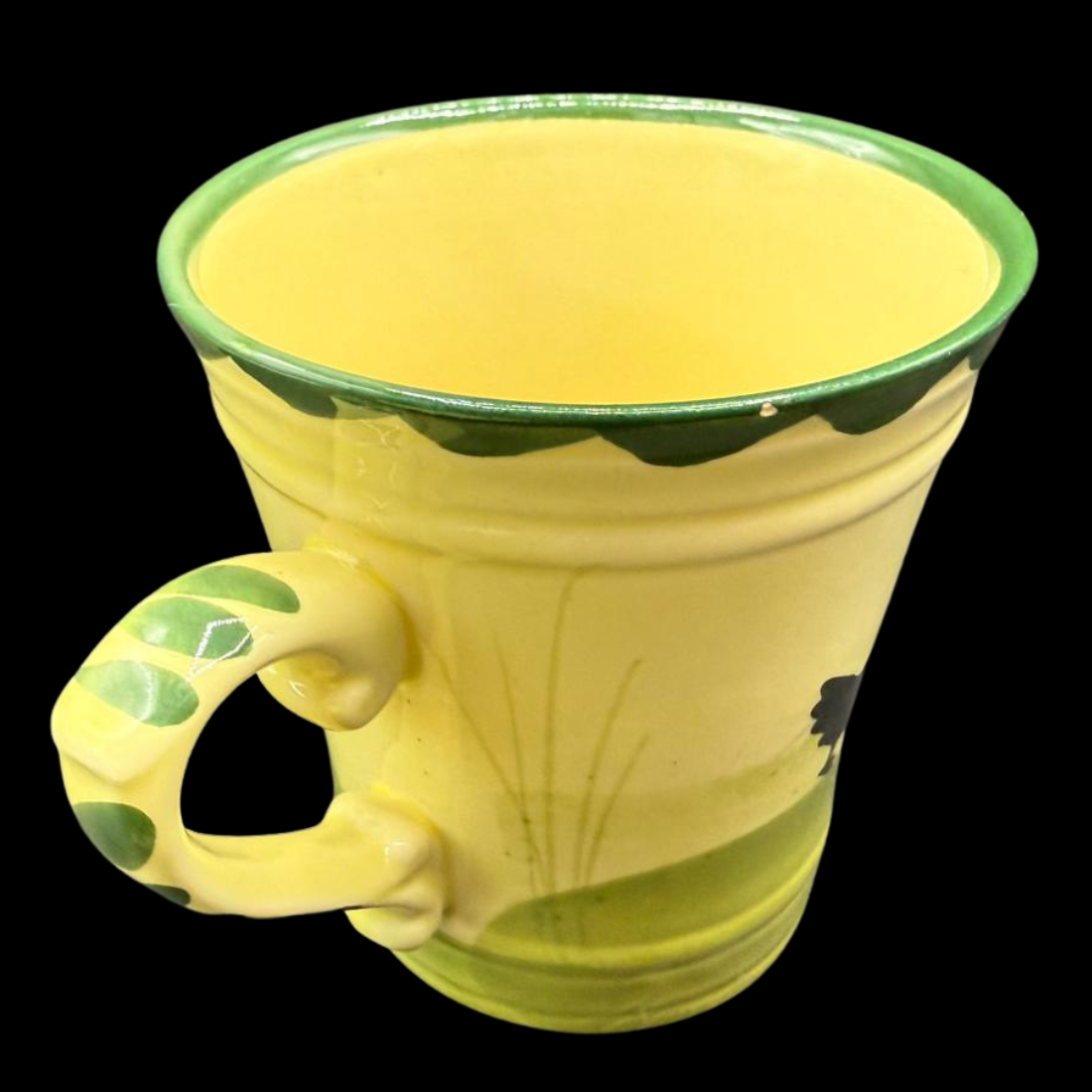 Zeller Keramik Hahn und Henne: Kaffeebecher / Kaffeetasse mit Unterteller - 8 cm (Beschreibung)