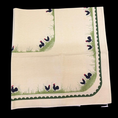 Zeller Keramik Hahn und Henne: Tischdecke - ca 99,5 x 95,5 cm