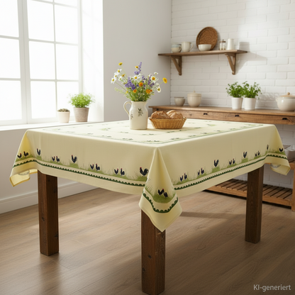 Zeller Keramik Hahn und Henne: Tischdecke - ca 80,5 x 77 cm