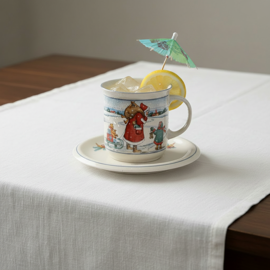 Pfalzkeramik Winterzeit: Henkelbecher / Kaffeebecher mit Unterteller
