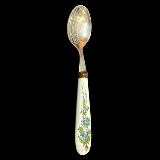 Villeroy & Boch Botanica: Kaffeelöffel / Löffelchen mit Porzellangriff - blau (Besteck)