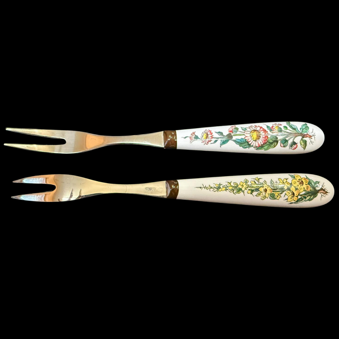 Villeroy & Boch Botanica: 2x Vorlegegabel / Fleischgabel mit Porzellangriff - in Ovp (Besteck)
