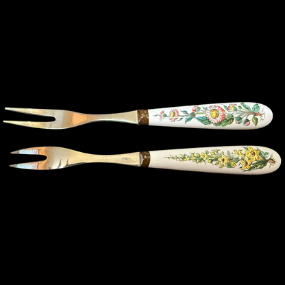Villeroy & Boch Botanica: 2x Vorlegegabel / Fleischgabel mit Porzellangriff - in Ovp (Besteck)