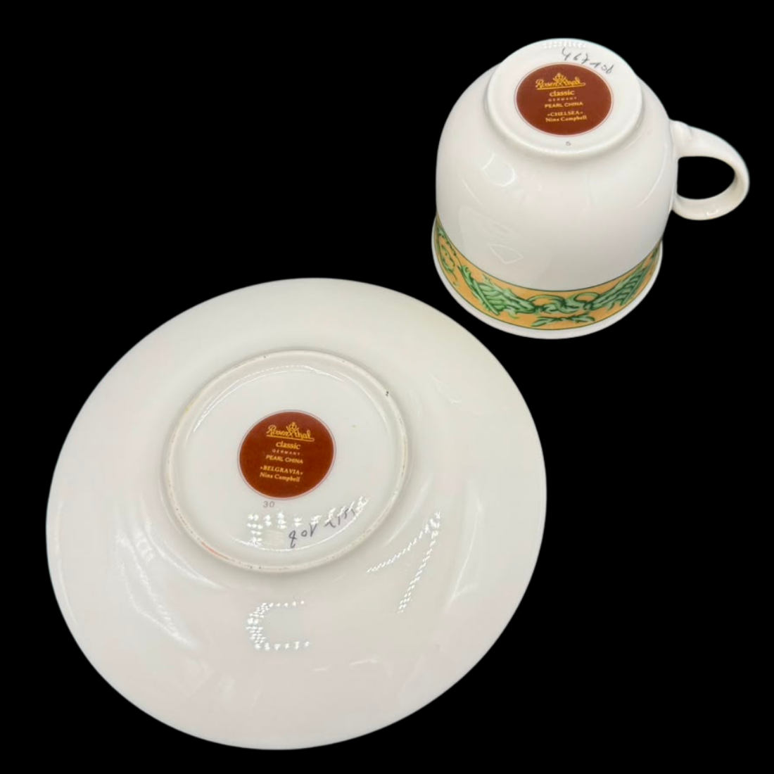 Rosenthal Chelsea / Belgravia: Kaffeetasse / Tasse mit Unterteller (Nina Campbell)