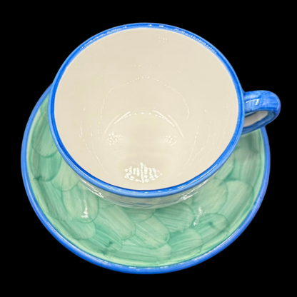 Villeroy & Boch Gallo Switch 3 Portugal: Jumbotasse / Cappuccinotasse / Frühstückstasse mit Unterteller, Blue Leaves