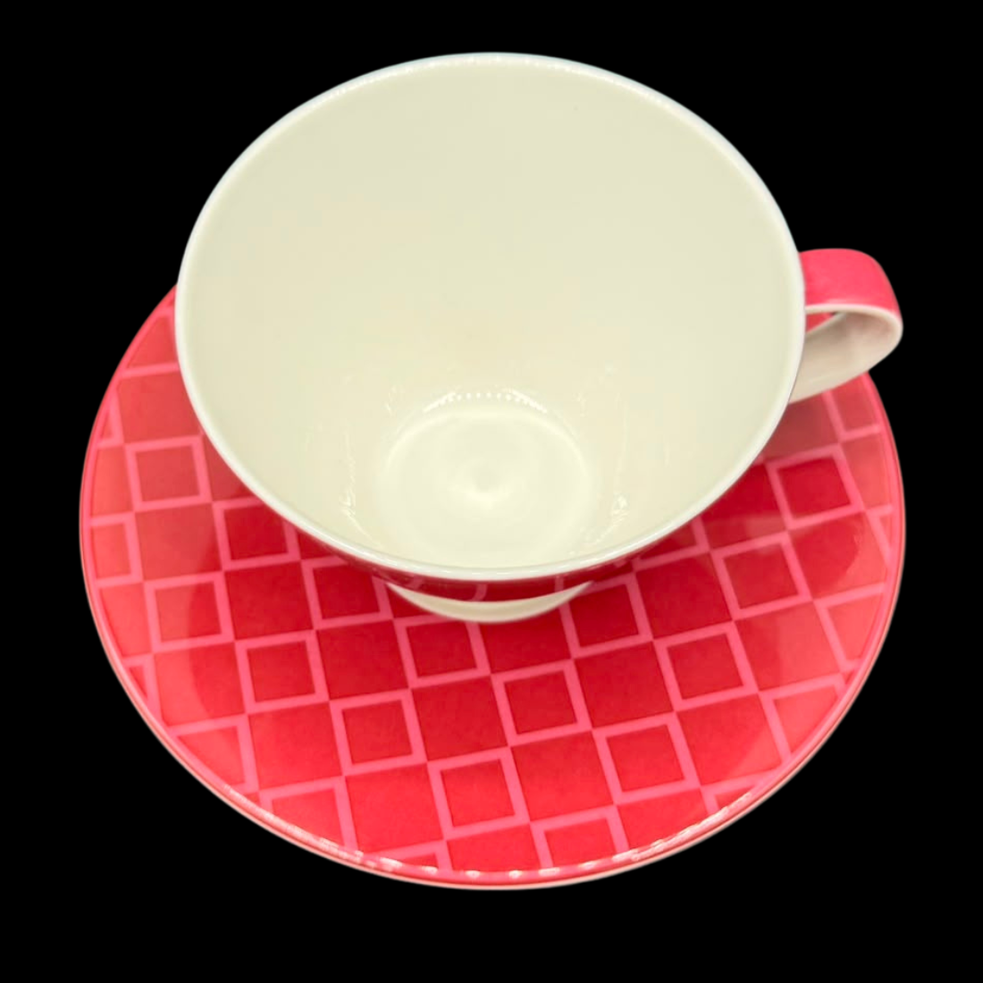 Villeroy & Boch Caffé Club Floral: Cappuchinotasse / Frühstückstasse mit Unterteller - rot