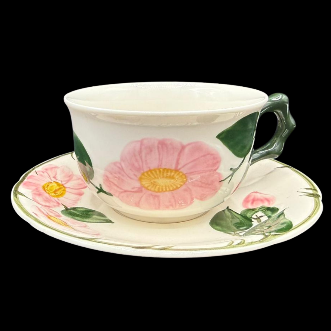 Villeroy & Boch Wildrose: Jumbotasse / Cappuccinotasse / Frühstückstasse mit Unterteller