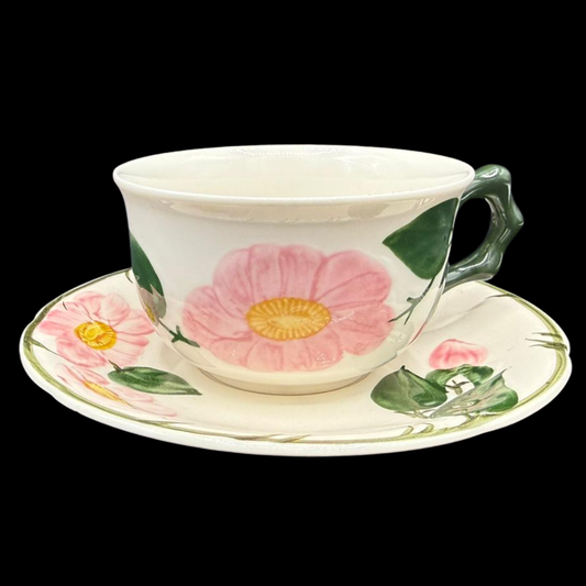 Villeroy & Boch Wildrose: Jumbotasse / Cappuccinotasse / Frühstückstasse mit Unterteller