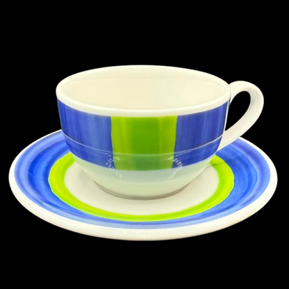 Rosenthal Casual: Mokkatasse / Espressotasse mit Unterteller - Pesto Stripes