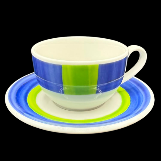 Rosenthal Casual: Mokkatasse / Espressotasse mit Unterteller - Pesto Stripes