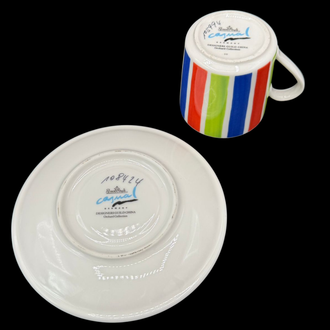 Rosenthal Casual: Kaffeebecher / Henkelbecher mit Unterteller  - Orchard Cherry