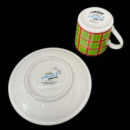 Rosenthal Casual: Kaffeebecher / Henkelbecher mit Unterteller - Trellis Orange