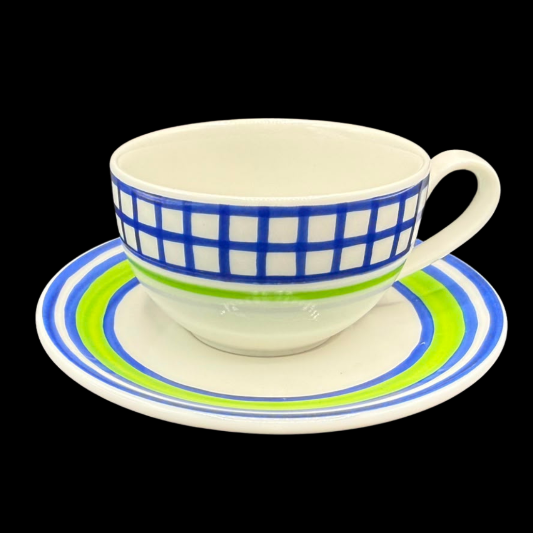 Rosenthal Casual: Kaffeetasse / Teetasse / Tasse mit Unterteller - Pesto Stripes