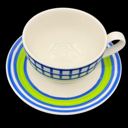 Rosenthal Casual: Kaffeetasse / Teetasse / Tasse mit Unterteller - Pesto Stripes
