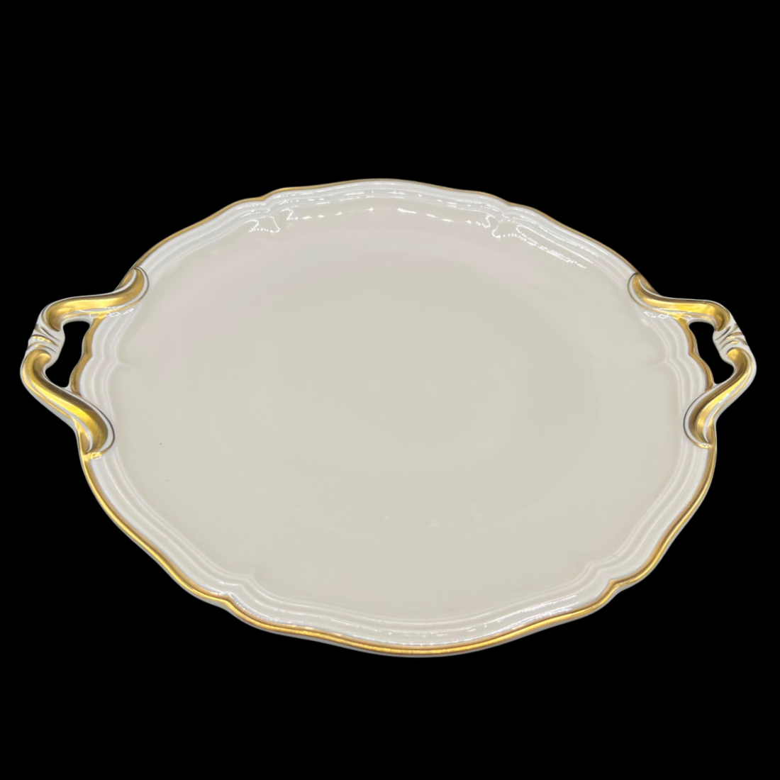 Rosenthal Chippendale: Tortenplatte / Kuchenplatte / Servierplatte / Platte mit Griffen und Goldrand
