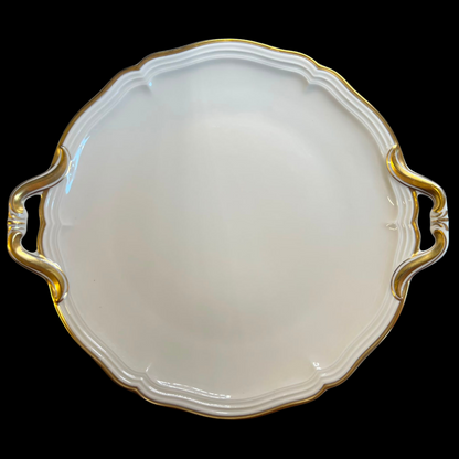 Rosenthal Chippendale: Tortenplatte / Kuchenplatte / Servierplatte / Platte mit Griffen und Goldrand