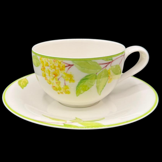 Villeroy & Boch Green Garland: Jumbotasse / Frühstückstasse XL mit Unterteller