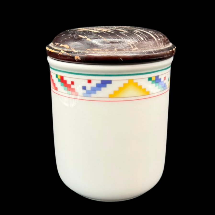 Villeroy & Boch Indian Look:  Vorratsdose / Haushaltsdose / Aufbewahrungsdose mit Holzdeckel