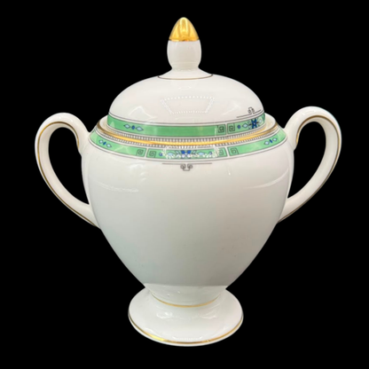 Wedgwood Jade: Zuckerdose mit Deckel - neuwertig