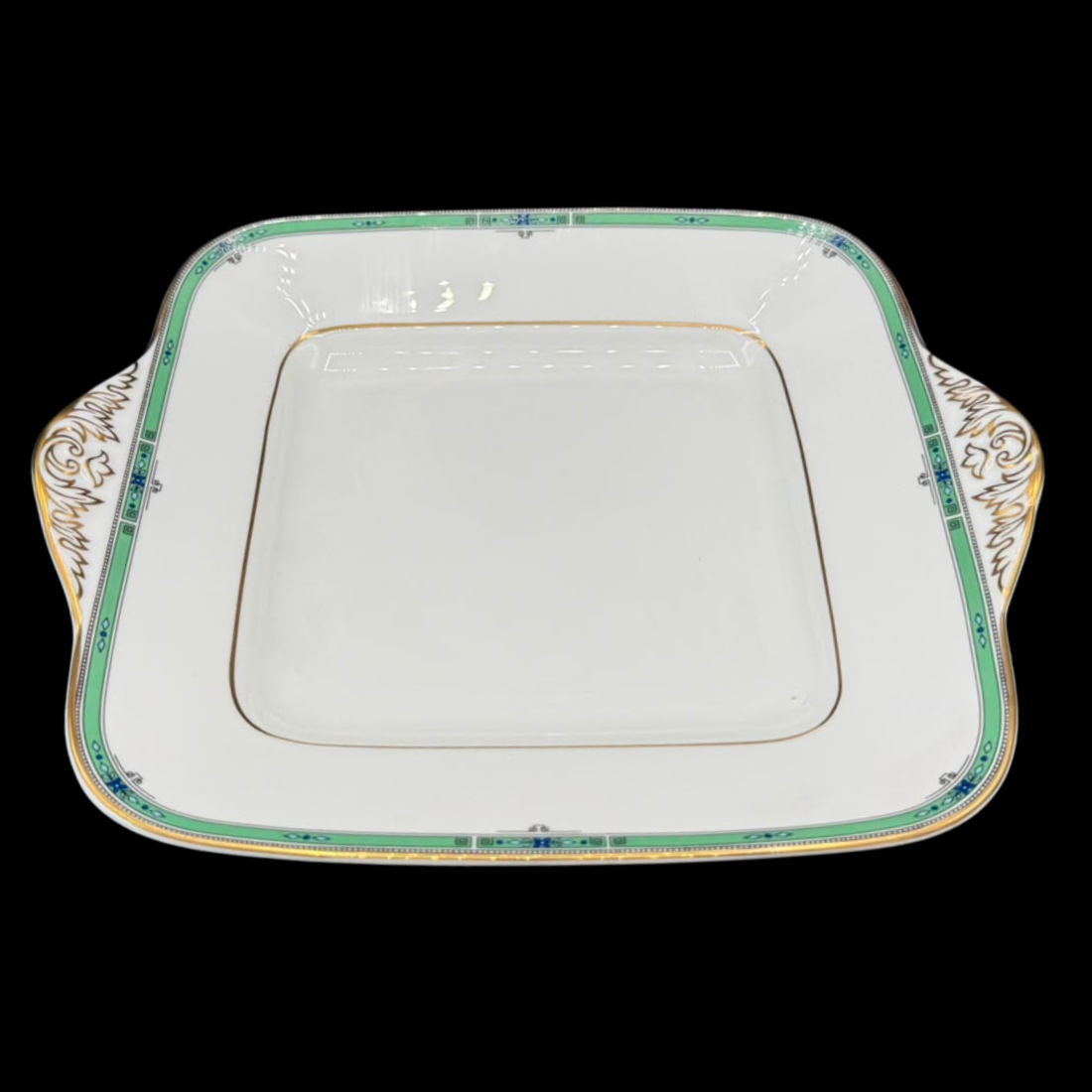 Wedgwood Jade: Keksplatte / Platte mit Griffen - neuwertig