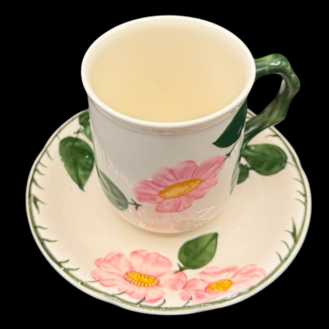 Villeroy & Boch Wildrose: Kaffeebecher / Henkelbecher mit Unterteller