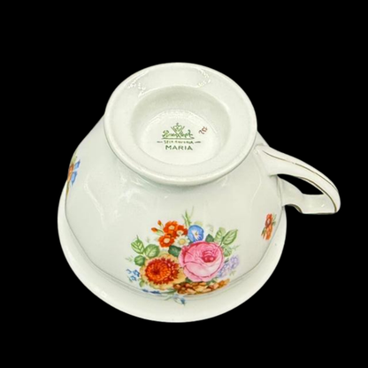 Rosenthal Maria Weiß Sommerstrauß: Teetasse / Tasse mit Unterteller 1