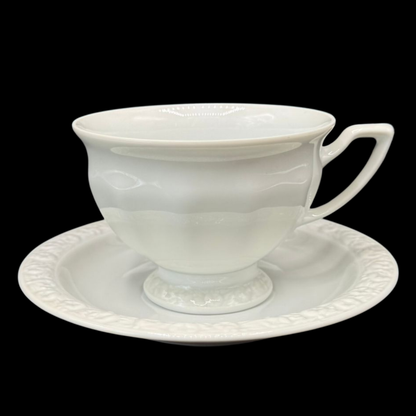 Rosenthal Maria Weiß: Kaffeetasse / Tasse mit Unterteller - 6,5 cm hoch