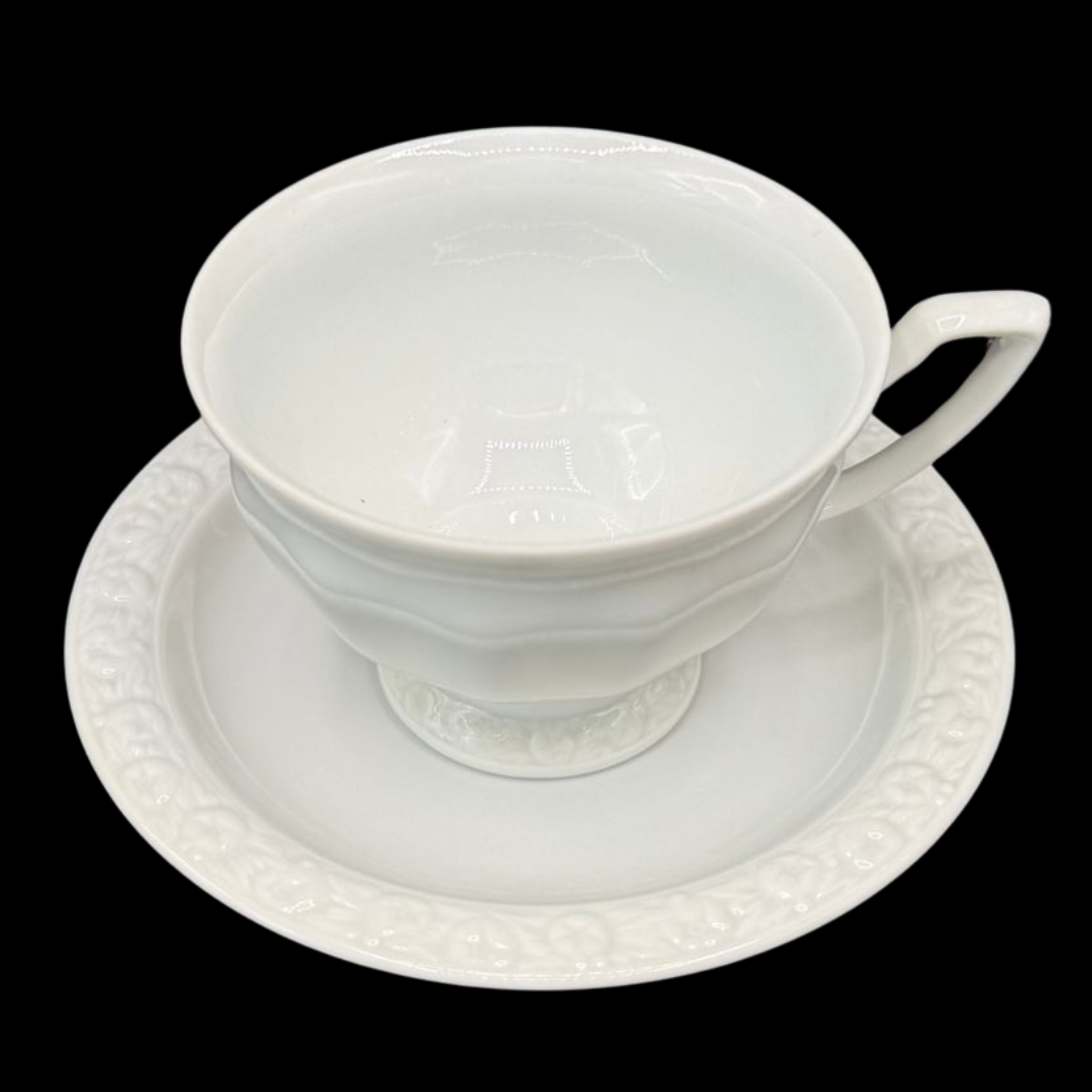 Rosenthal Maria Weiß: Kaffeetasse / Tasse mit Unterteller - 6,5 cm hoch