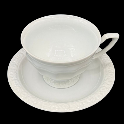 Rosenthal Maria Weiß: Kaffeetasse / Tasse mit Unterteller - 6,5 cm hoch