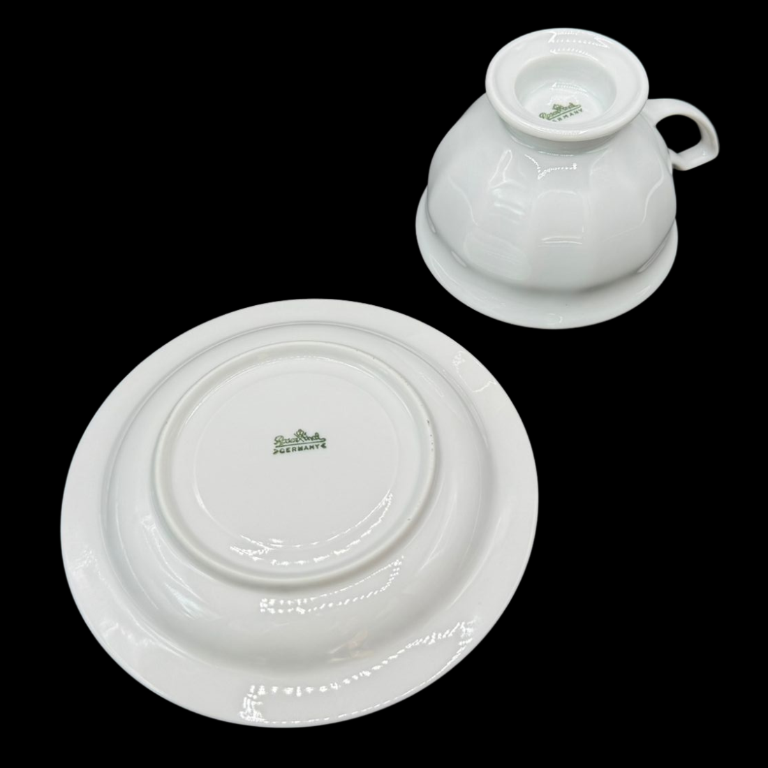 Rosenthal Maria Weiß: Kaffeetasse / Tasse mit Unterteller - 6,5 cm hoch