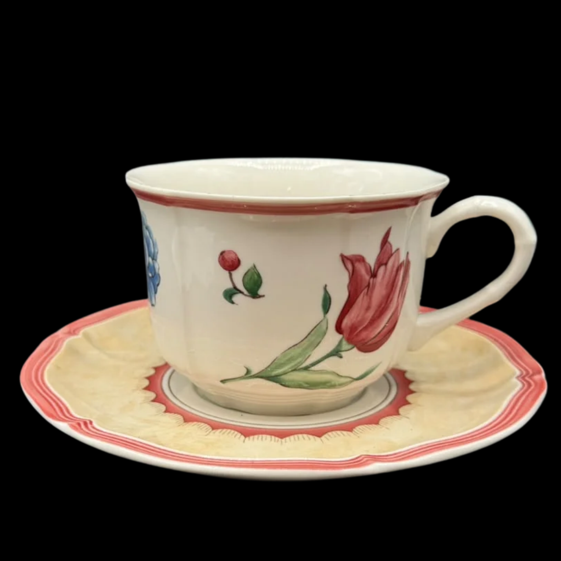 Villeroy & Boch Jardin d'Alsace Fleur: Frühstückstasse / Cappuccinotasse / Jumbotasse mit Unterteller
