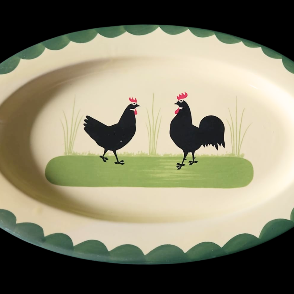 Zeller Keramik Hahn und Henne: Fleischplatte / Platte