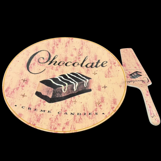 ohne Stempel: Tortenplatte mit Tortenheber - Chocolate (15249697800516)