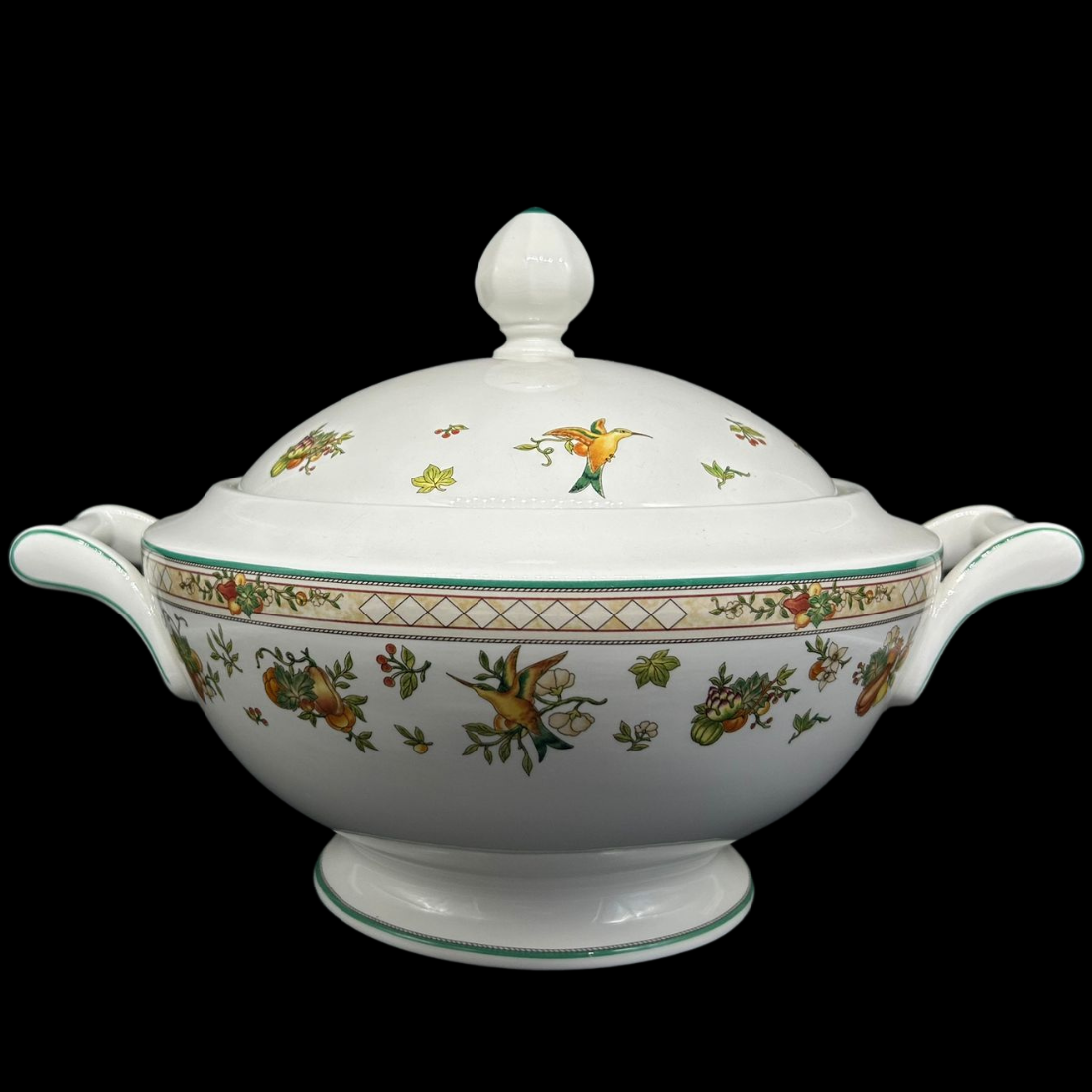 Villeroy & Boch Golden Birds / Fruits: Terrine / Suppenterrine / Schüssel mit Deckel, mittel - neu