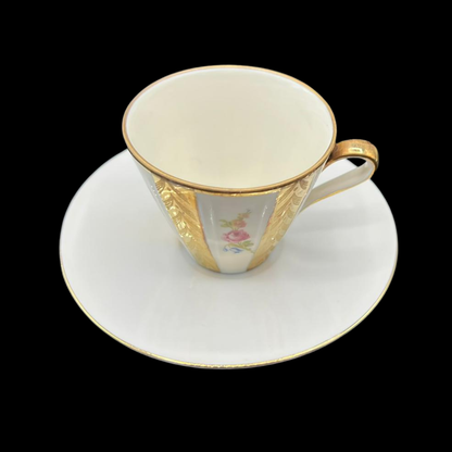 Winterling Blumenmuster mit Goldrand: Mokkatasse / Espressotasse mit Unterteller