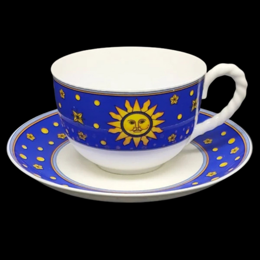 Villeroy & Boch Paloma Picasso Sun, Moon and Stars: Jumbotasse mit Unterteller blau (7120948363401)