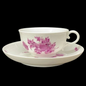 Nymphenburg Blumendekor purpur Korbrand: Teetasse / Tasse mit Unterteller (7121058988169)