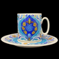 Villeroy & Boch Izmir 1973: Henkelbecher / Kaffeebecher mit Unterteller (7121062494345)