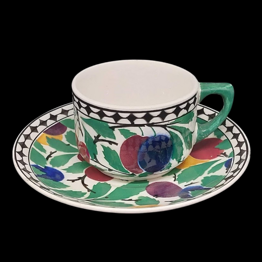 Villeroy & Boch Wallerfangen Pflaumendekor: Kaffeetasse / Tasse mit Unterteller (7121063280777)