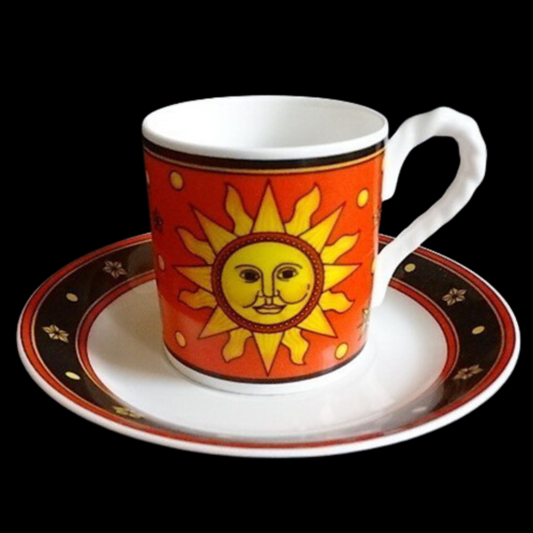 Villeroy & Boch Sun, Moon and Stars: Mokkatasse / Tasse mit Unterteller rot (7120880369801)