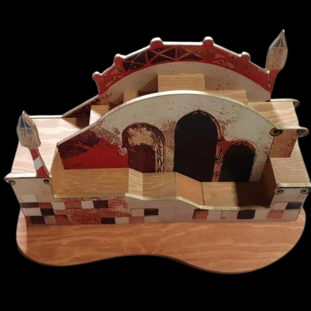 Goebel Rosina Wachtmeister: Katzenhaus aus Holz Ponte Veneciano  - ca 41 cm lang (7121071276169)