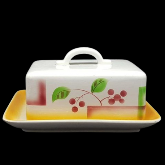 Villeroy & Boch Spritzdekor: Butterdose / Käseglocke, zweiteilig - gebraucht (7121050009737)