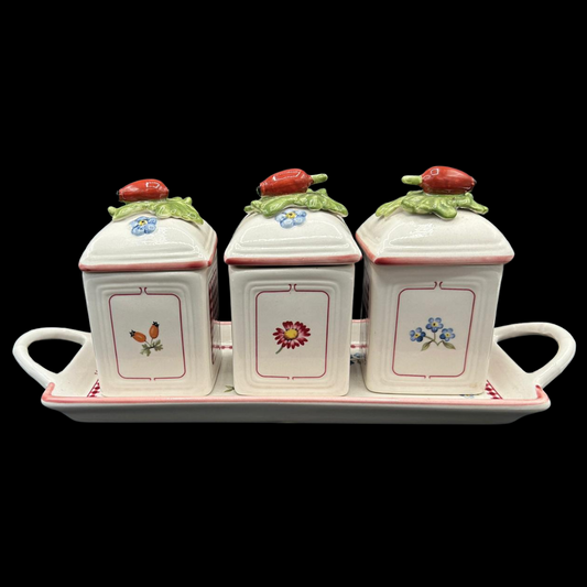 Villeroy & Boch Petite Fleur: Tablett mit drei Marmeladedosen Charm (9397107261764)