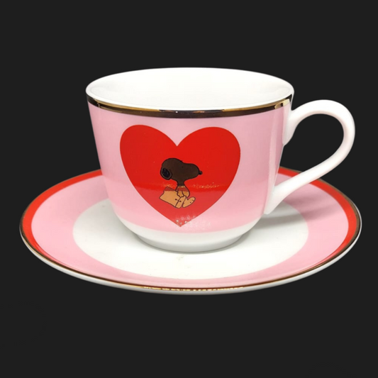 Sieger Design United Labels Flower Strip - Peanuts Best of Snoopy: Kaffeetasse mit Unterteller (8932321231172)