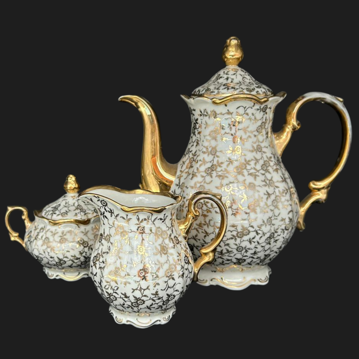 Bavaria Gold Bume : Kaffeekanne, Milchkännchen und Zuckerdose Set (9053528719684)