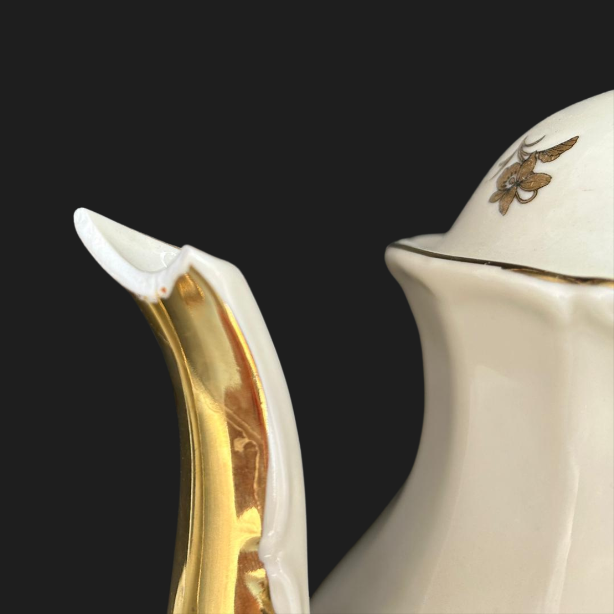 Bavaria goldener Blumenstrauß: Kaffeekanne, Milchkännchen und Zuckerdose im Set (9053584064836)