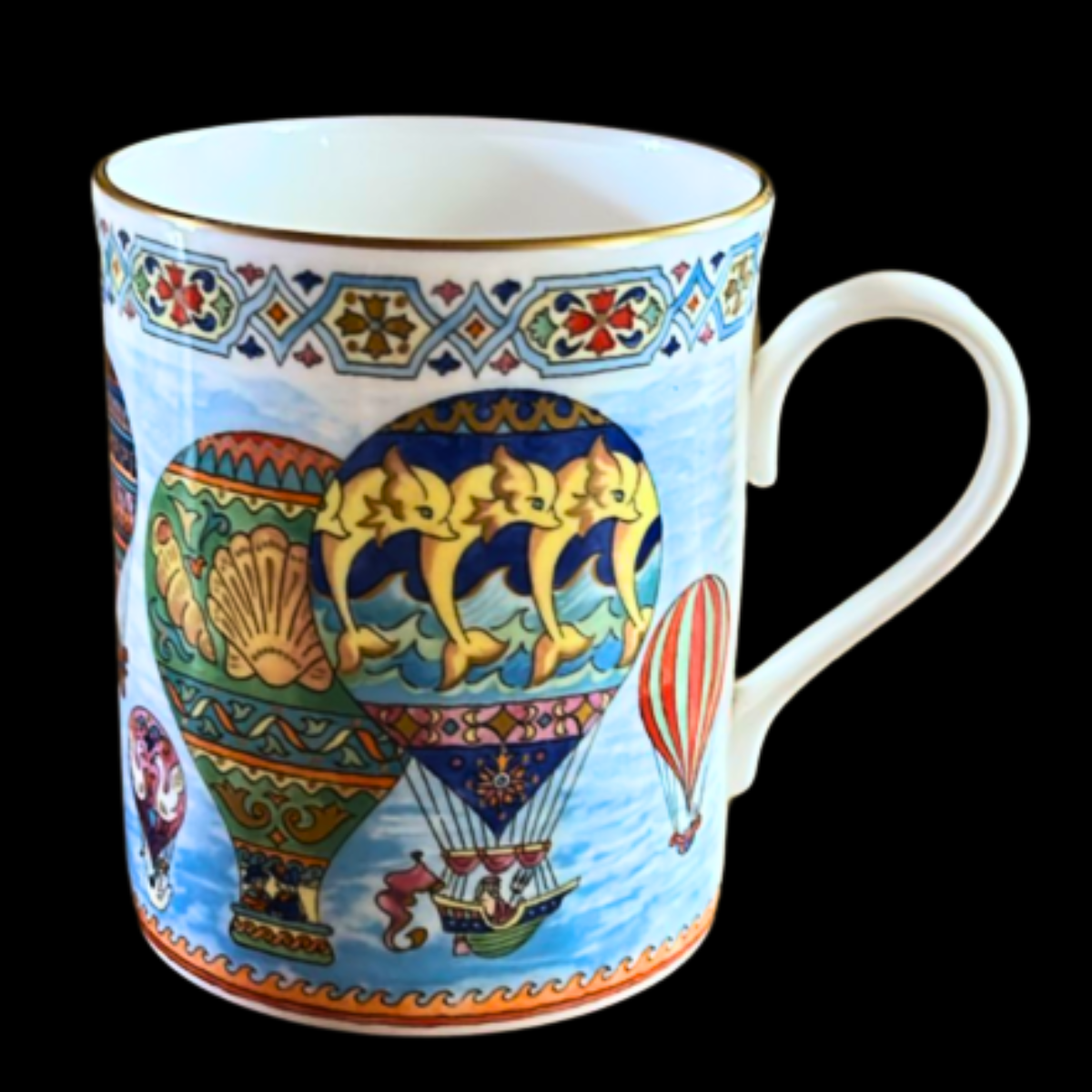 Royal Worcester: Henkelbecher / Kaffeebecher -Flights of Fancy (9364832911684)