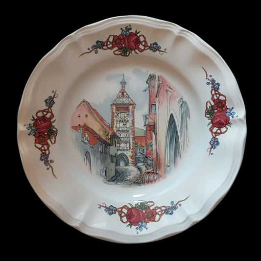 Sarreguemines Obernai France: Brotteller / kleiner Teller - Stadtturm 16,5 cm (9404037824836)